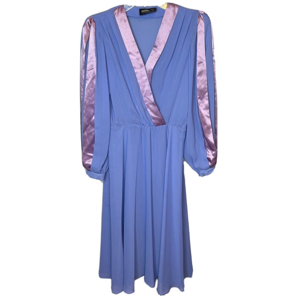 vintage ursula of switzerland dress Size 5/6 Small Purple Long Sleeve MIDI